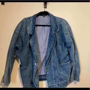 Pinstripe lined denim jacket